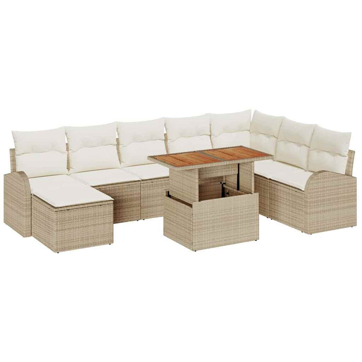 Havesofa Sæt med pude 9 pcs beige og cremefarvet