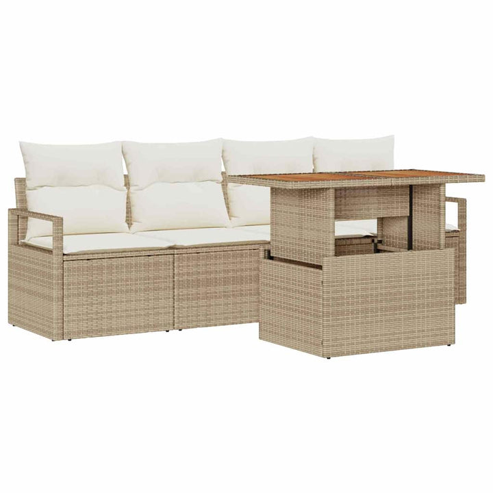 Havesofa Sæt med pude 5 pcs beige og cremefarvet