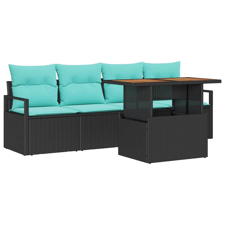 Havesofa Sæt med pude 5 pcs Sort og blå