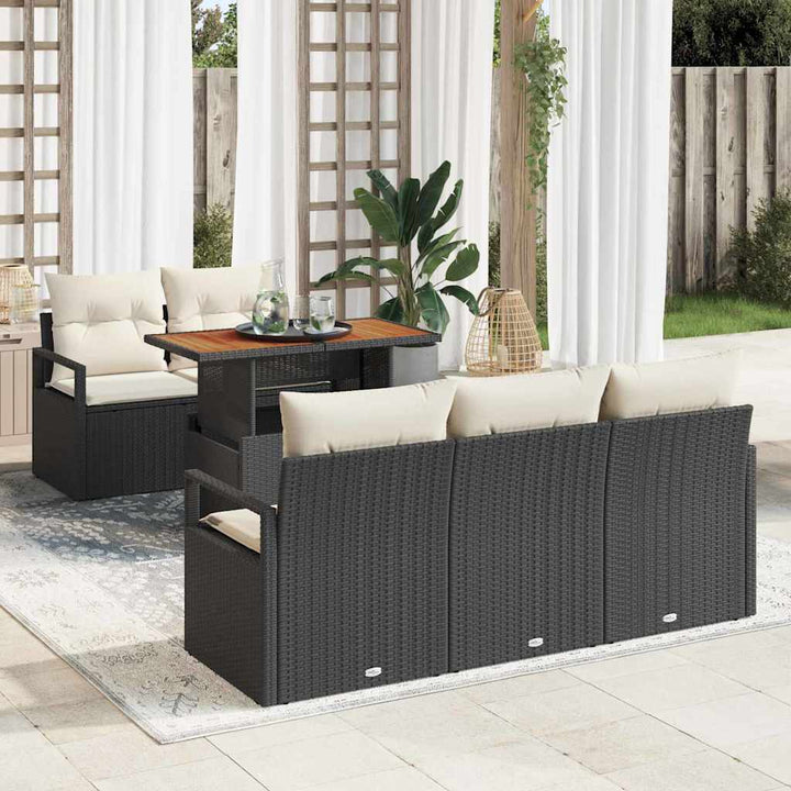 Havesofa Sæt med pude 6 pcs Sort og cremefarvet