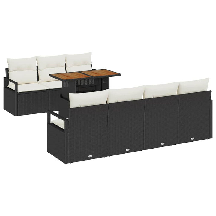 Havesofa Sæt med pude med pude 8 pcs Sort og Cream