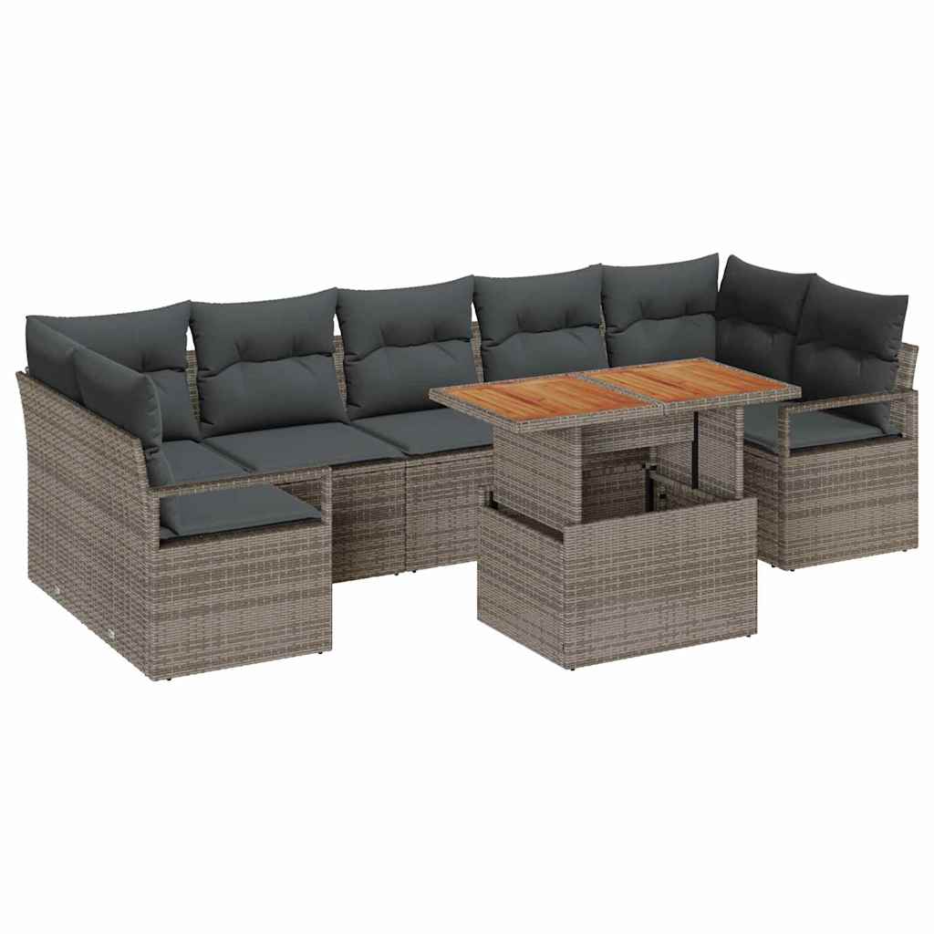 Havesofa Sæt med pude 8 pcs Grå og Brun