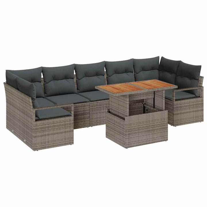 Havesofa Sæt med pude 8 pcs Grå og Brun