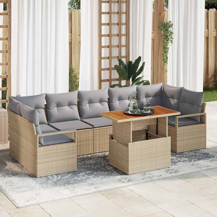 Havesofa Sæt med pude 8 pcs Beige og grå