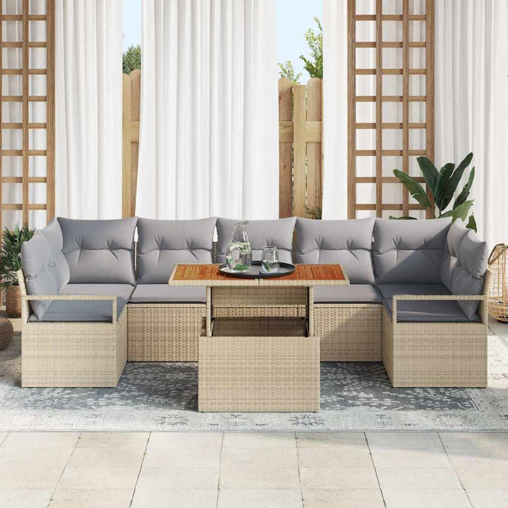 Havesofa Sæt med pude 8 pcs Beige og grå