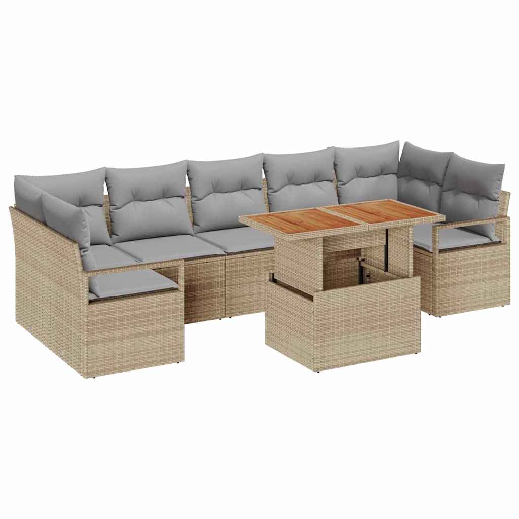 Havesofa Sæt med pude 8 pcs Beige og grå