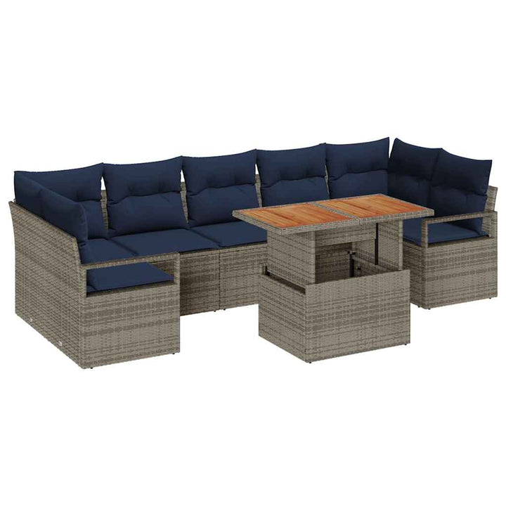 Havesofa Sæt med pude 8 pcs Grå og Marineblå