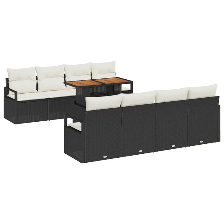 Havesofa Sæt med pude med pude 9 pcs Sort og Cream