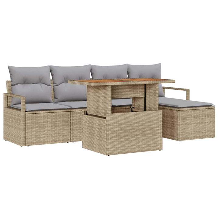 Havesofa Sæt 6 pcs Beige og grå
