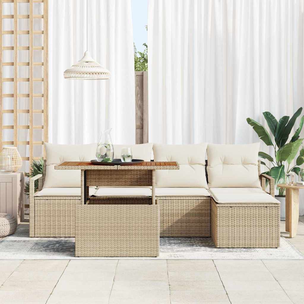 Havesofa Sæt 6 pcs Beige og creme