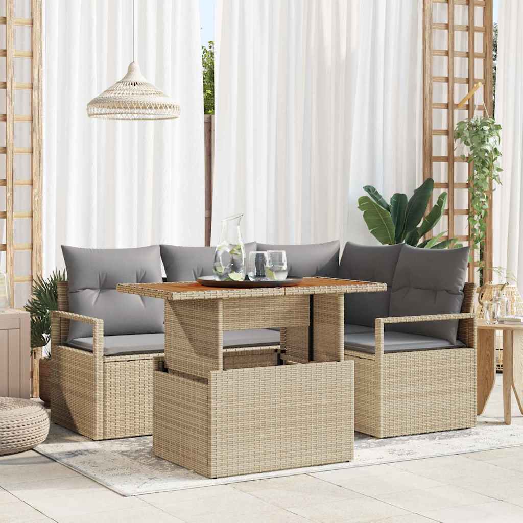 Havesofa Sæt 5 stk. 4-Antal sæder Beige og grå