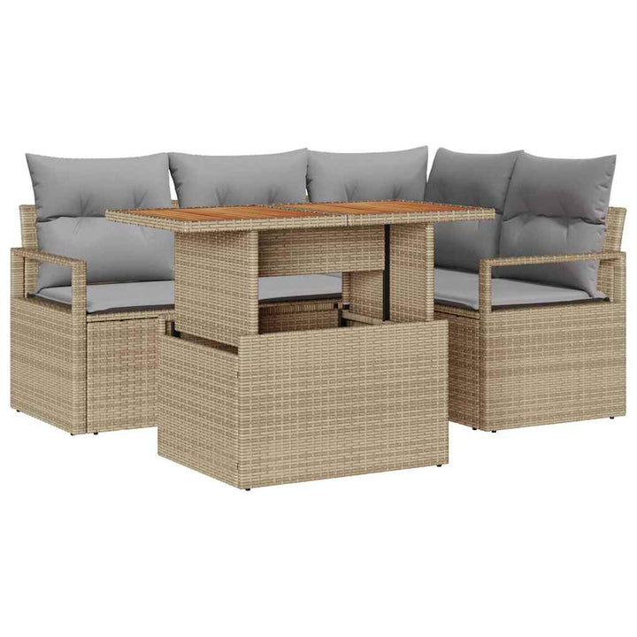 Havesofa Sæt 5 stk. 4-Antal sæder Beige og grå