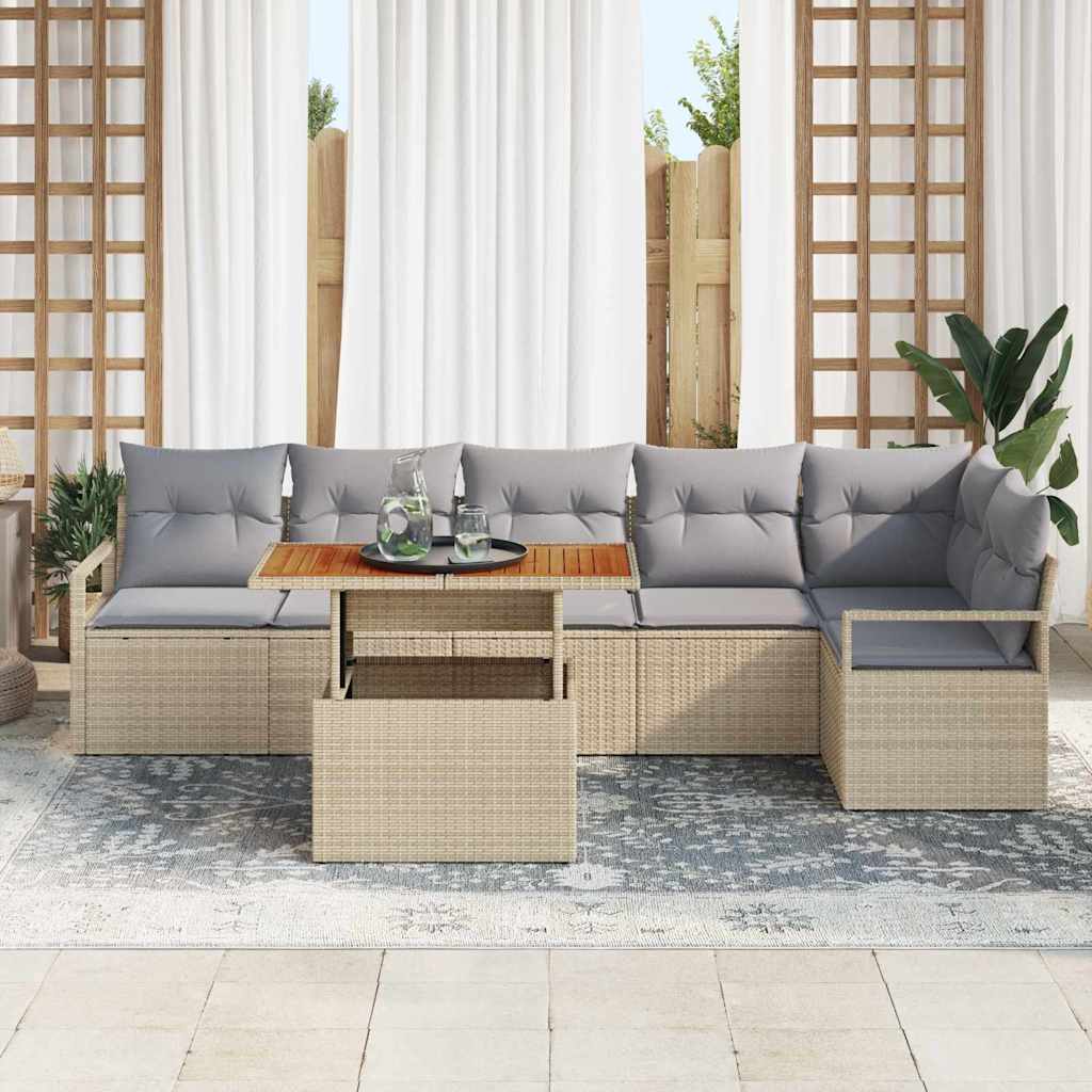 Have Spisebordssæt med pude 7 pcs Beige og grå