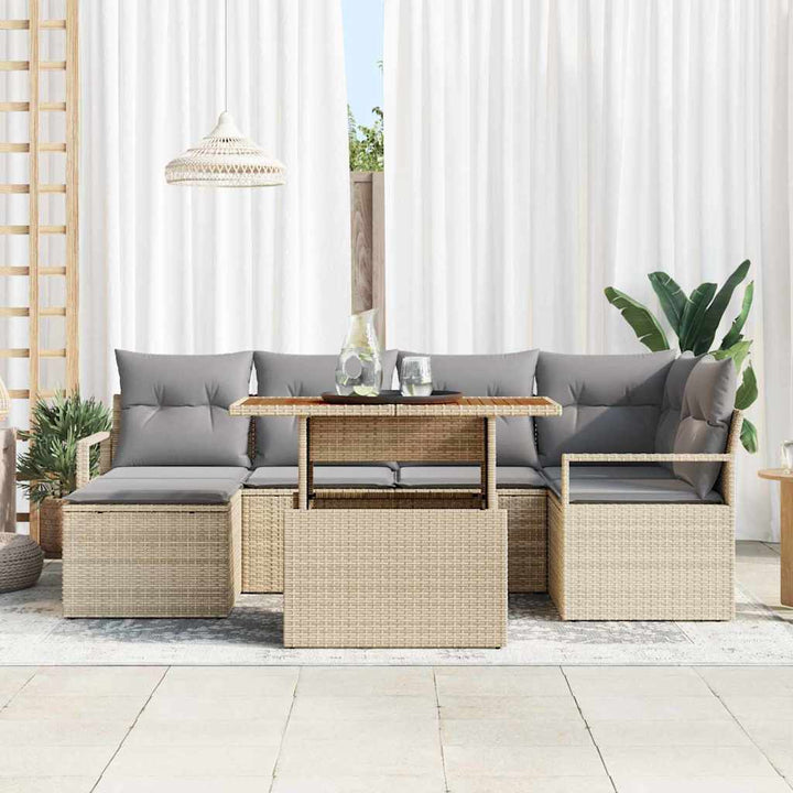 Havesofa Sæt 7 pcs Beige og grå