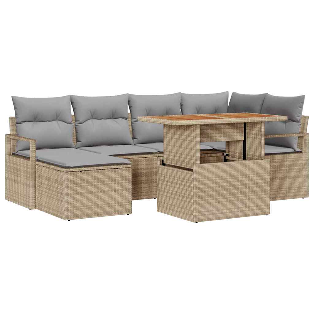 Havesofa Sæt 7 pcs Beige og grå