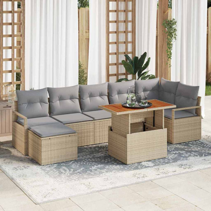Havesofa Sæt 8 pcs Beige og grå