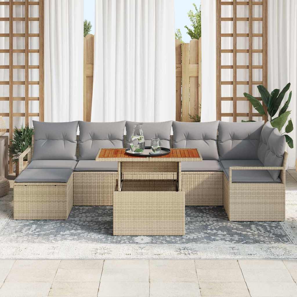 Havesofa Sæt 8 pcs Beige og grå