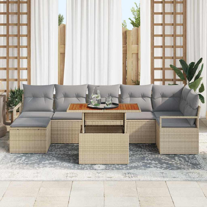 Havesofa Sæt 8 pcs Beige og grå