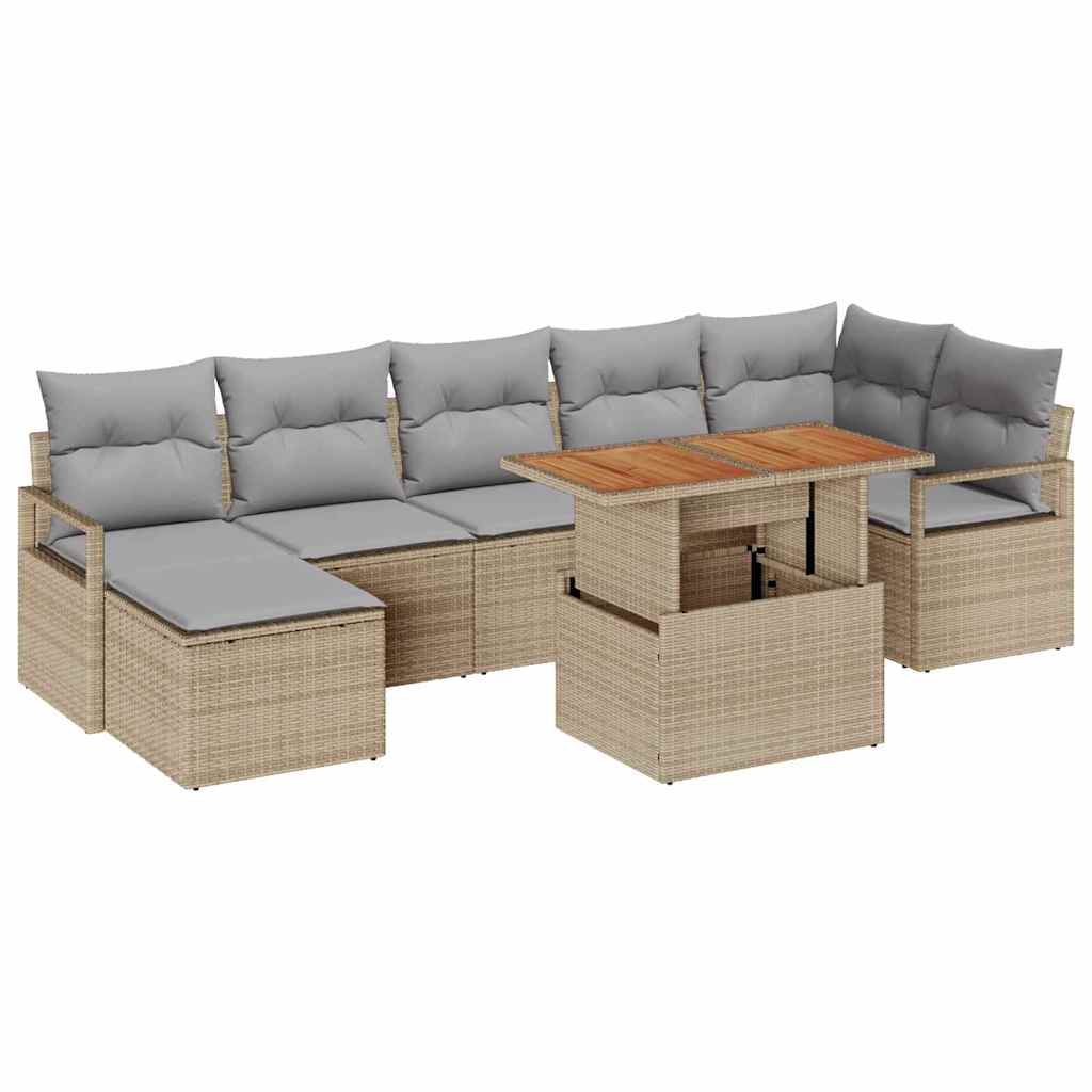 Havesofa Sæt 8 pcs Beige og grå