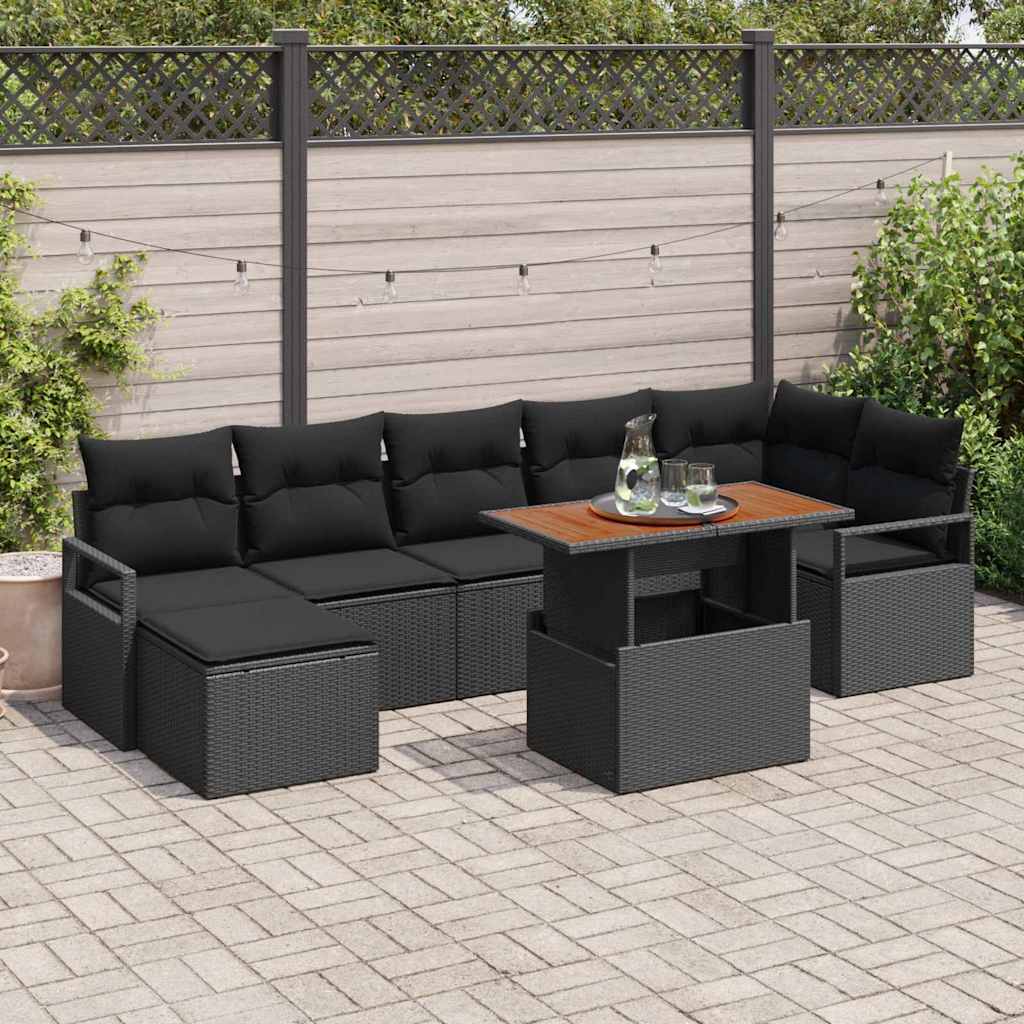 Havesofa Sæt 8 pcs Sort og Brunt