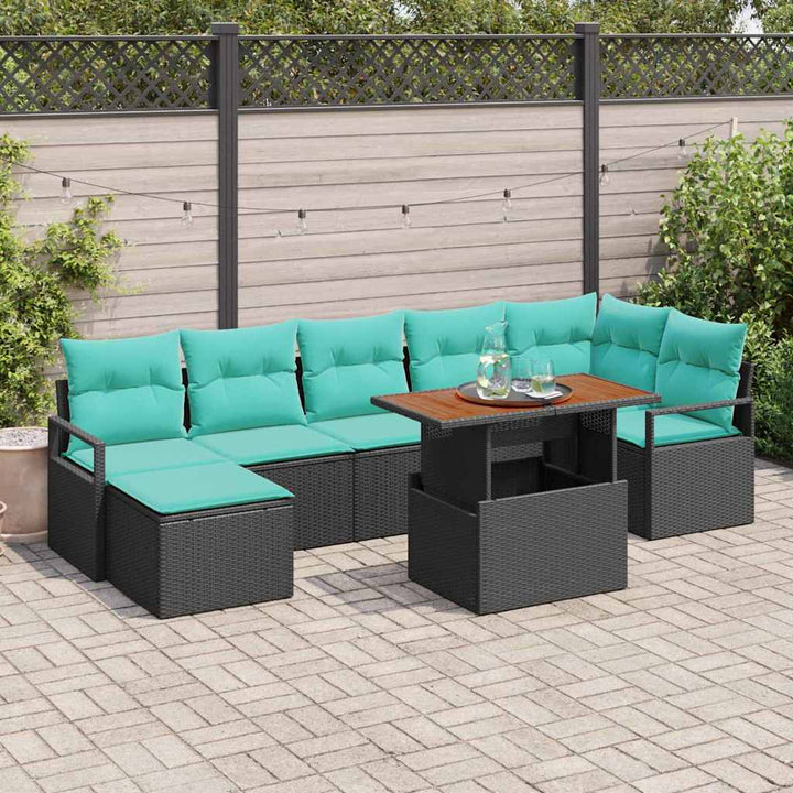 Havesofa Sæt 8 stk. Sort og Teal polyrattan