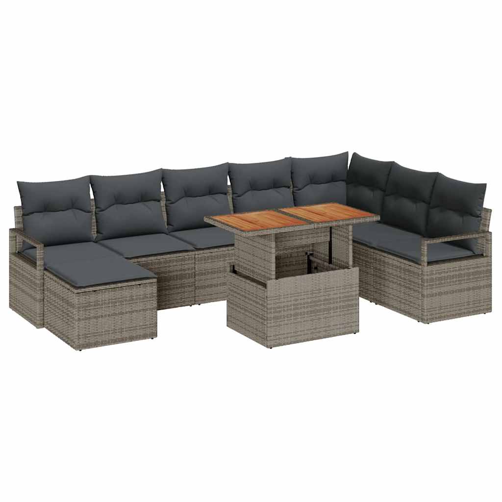 Havesofa Sæt 9 pcs Grå og Brun