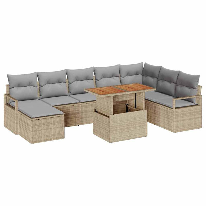 Havesofa Sæt 9 pcs Beige og grå