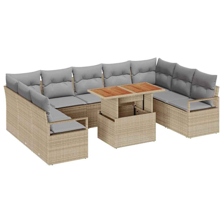 Havesofa Sæt med pude 10 pcs Beige og grå
