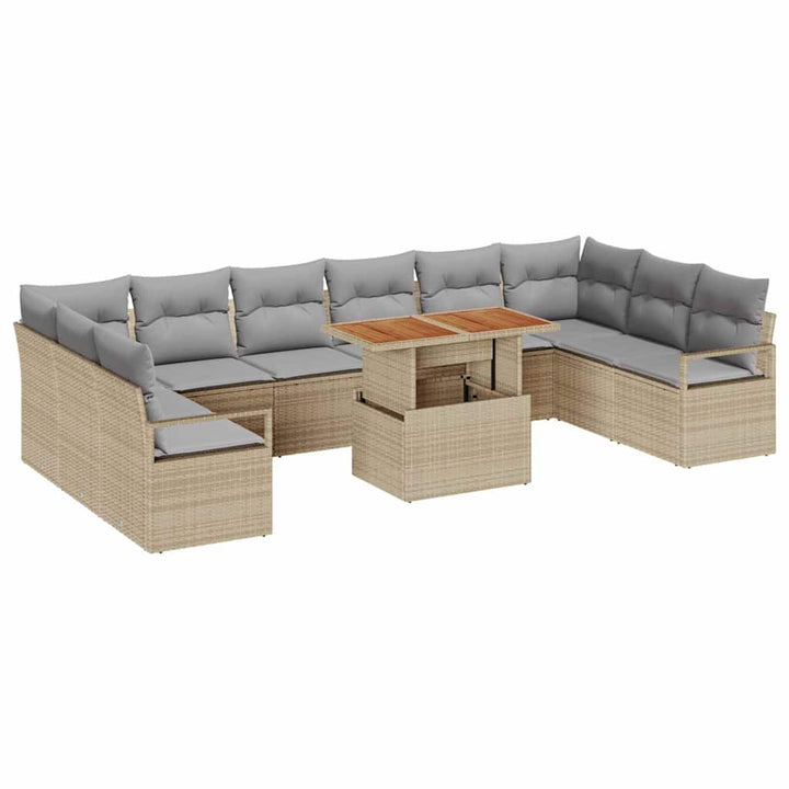 Havesofa Sæt med pude 11 pcs Beige og grå