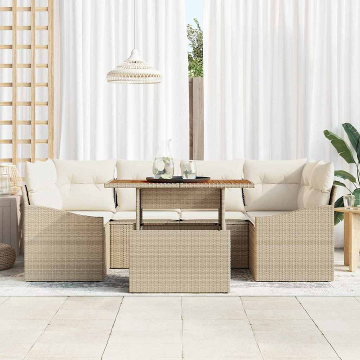 Havesofa Sæt 7 stk. Beige og creme