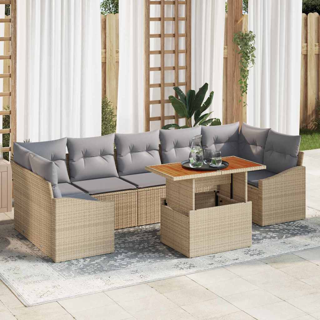 Have Spisebordssæt med pude 8 pcs Beige og grå