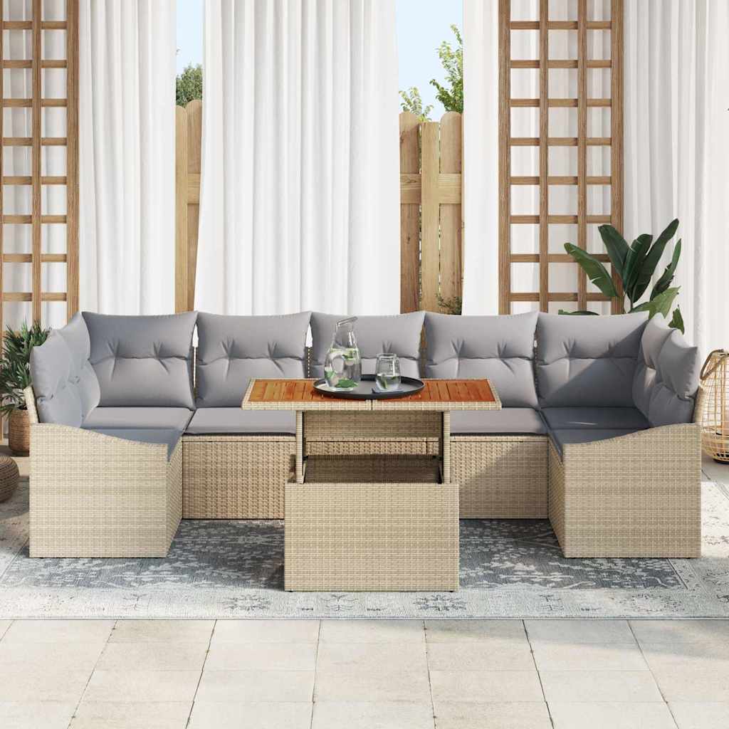 Have Spisebordssæt med pude 8 pcs Beige og grå