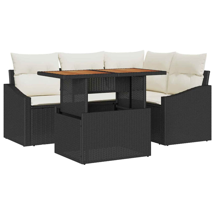 Havesofa Sæt 5 stk. Sort polyrattan