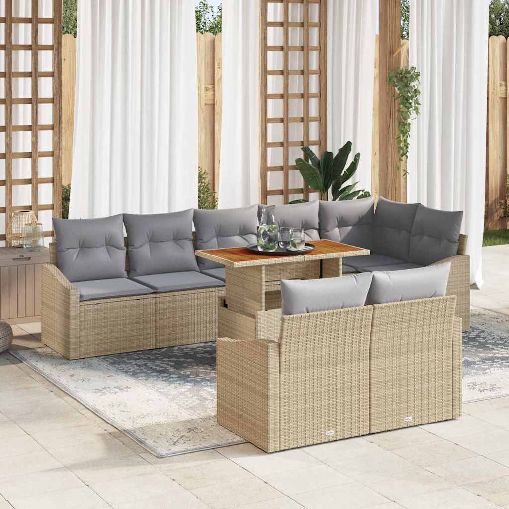 Havesofa Sæt med pude med pude 9 pcs Beige og grå