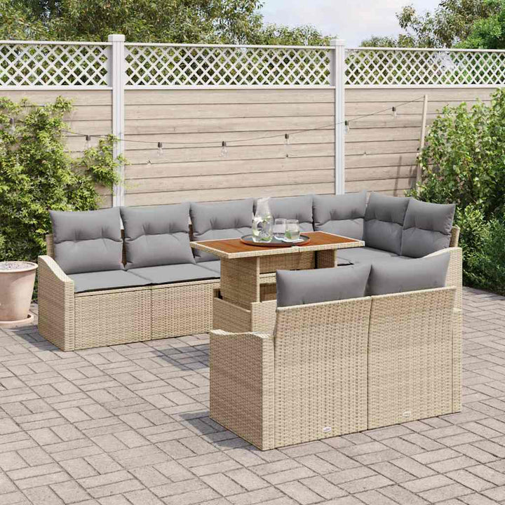 Havesofa Sæt med pude med pude 9 pcs Beige og grå