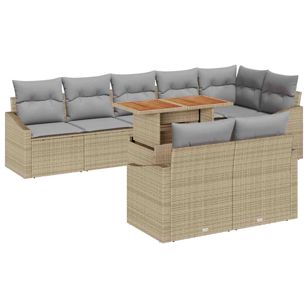 Havesofa Sæt med pude med pude 9 pcs Beige og grå