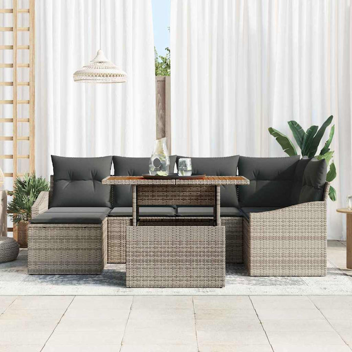 Havesofa Sæt 7 pcs Grå og Brun