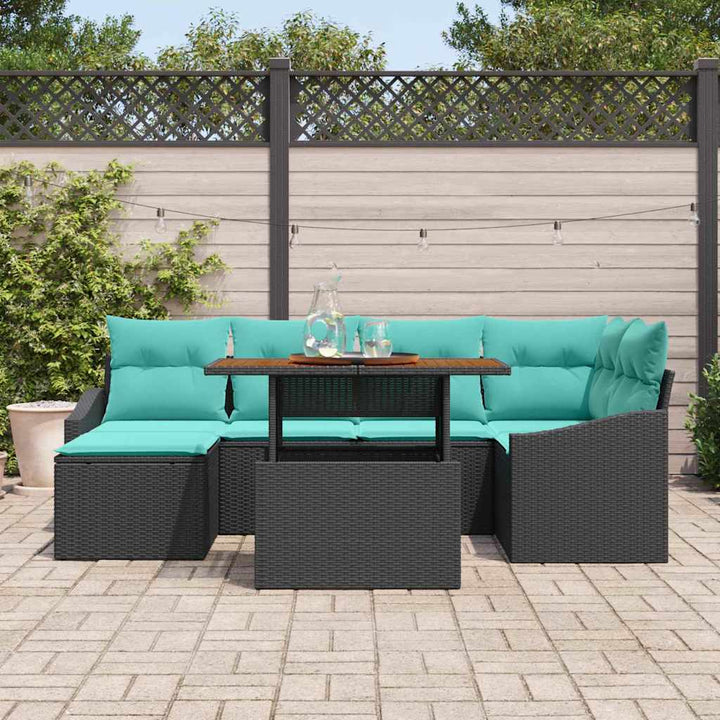 Havesofa Sæt 7 pcs Sort og Teal