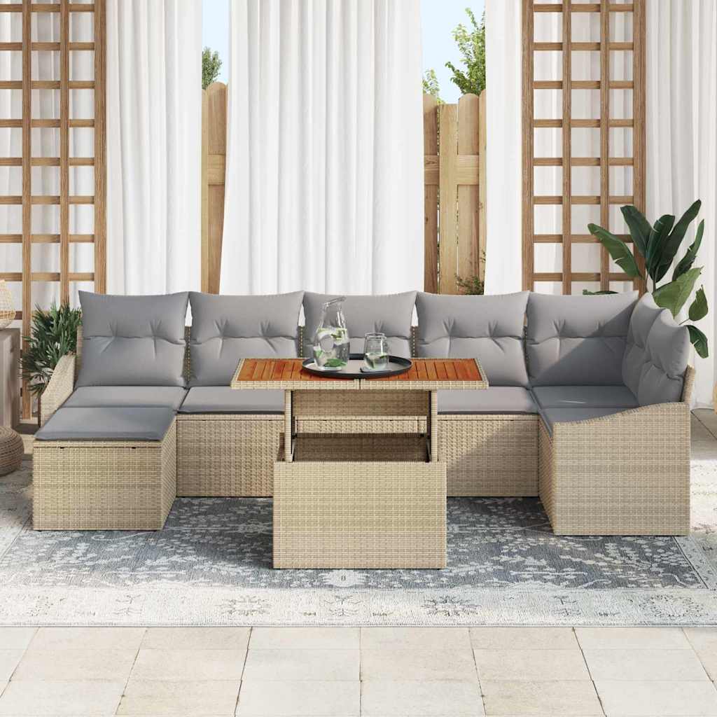 Havesofa Sæt 8 pcs Beige og grå