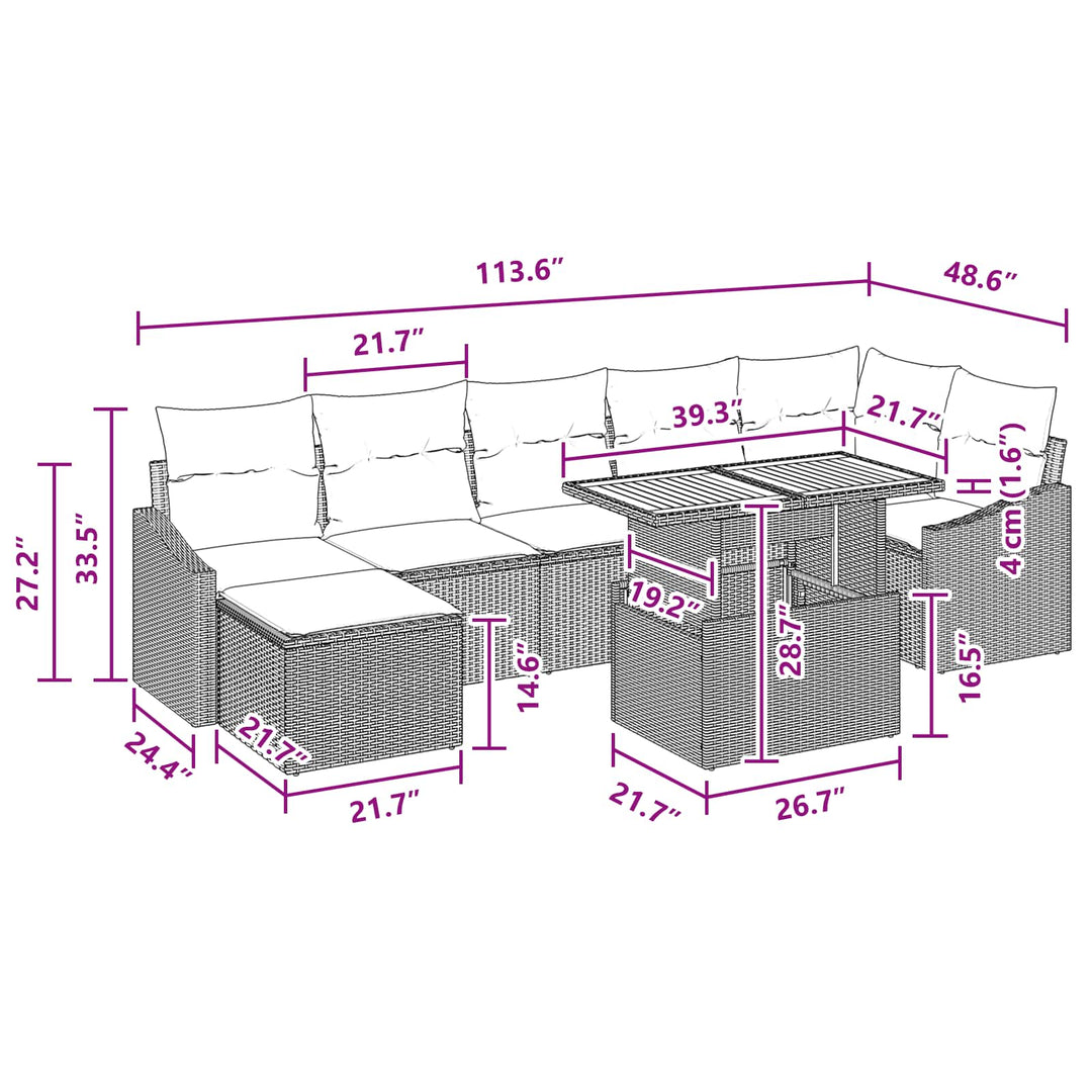 Havesofa Sæt med pude 8 pcs Sort og Blågrøn