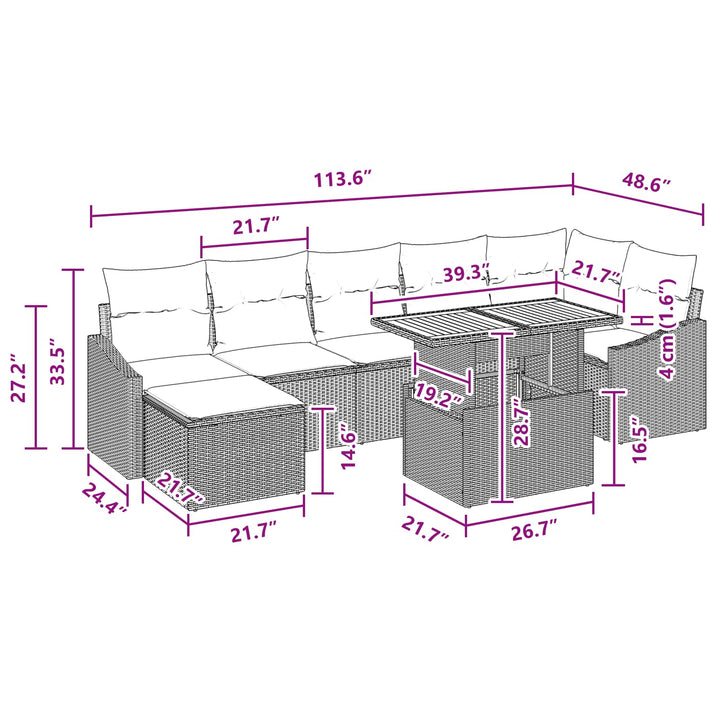 Havesofa Sæt med pude 8 pcs Sort og Blågrøn