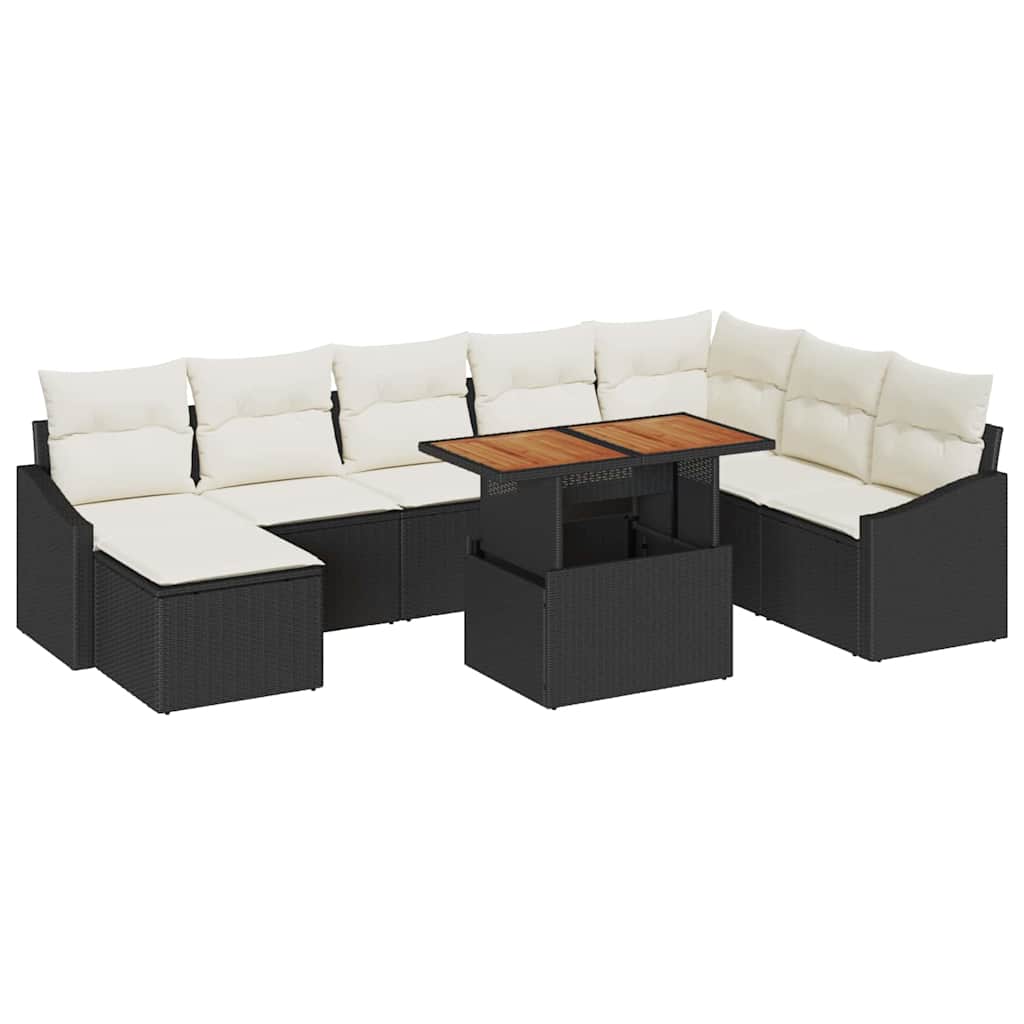 Havesofa Sæt 9 stk. Sort og Cream