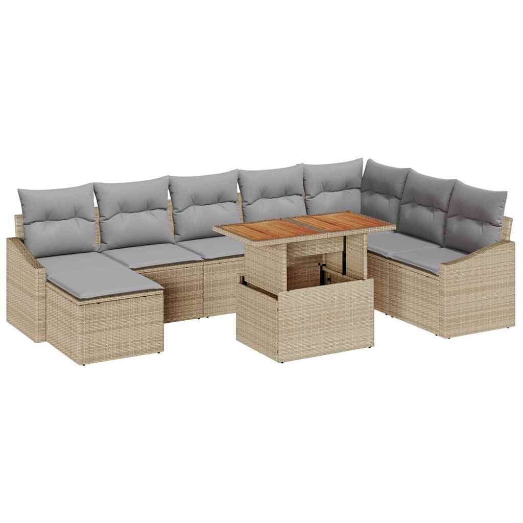 Havesofa Sæt 9 pcs Beige og grå