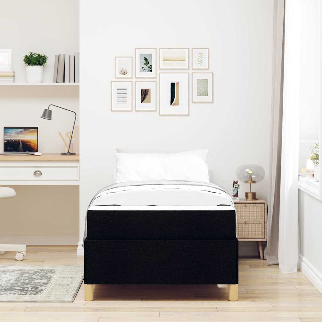 Sengestel med madras Sort 100 x 200 cm Stof