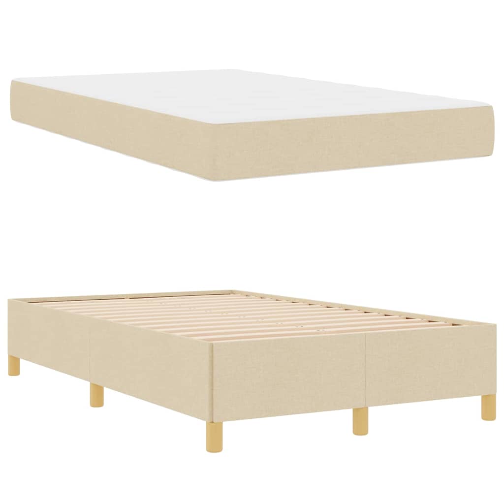 Sengestel med madras Creme 120 x 200 cm Stof