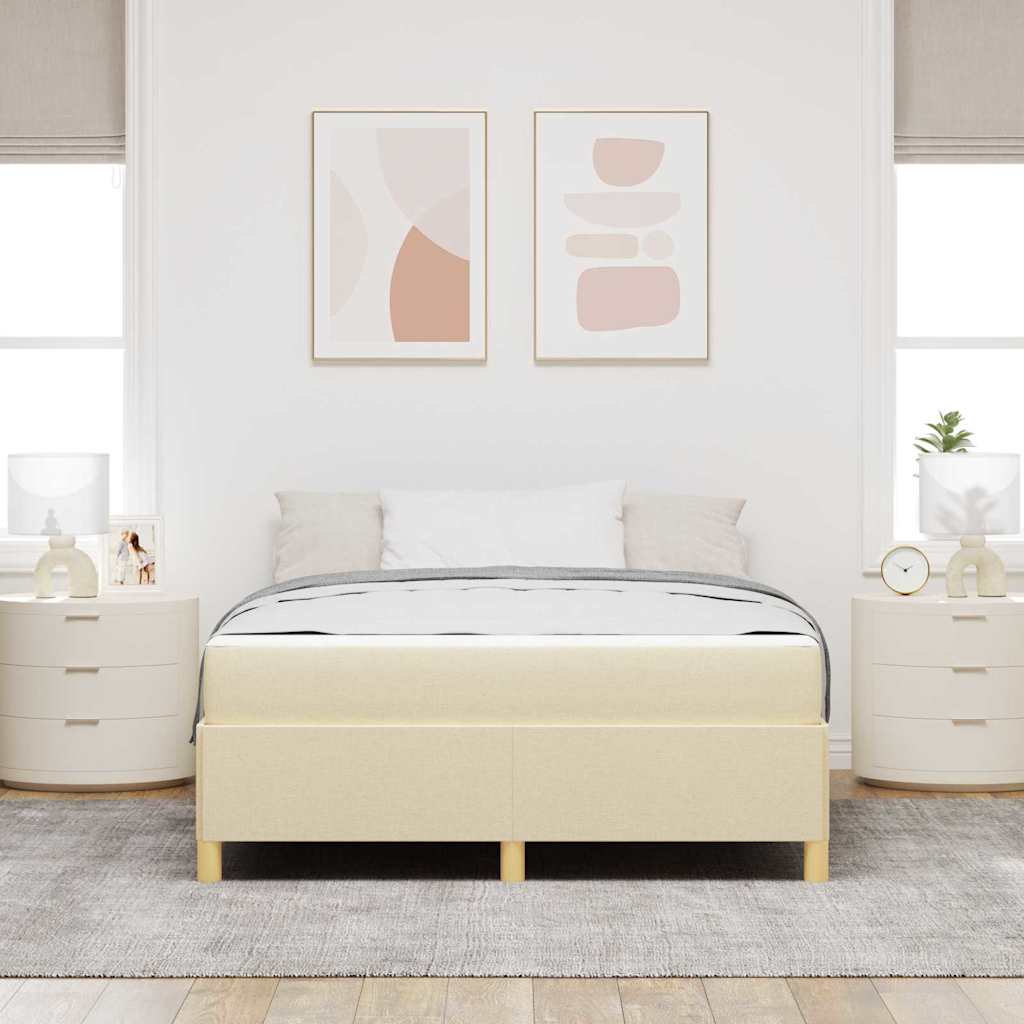 Sengestel med madras Creme 140 x 190 cm Stof