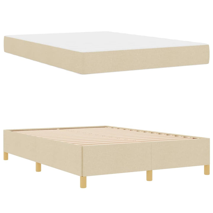 Sengestel med madras Creme 140 x 190 cm Stof