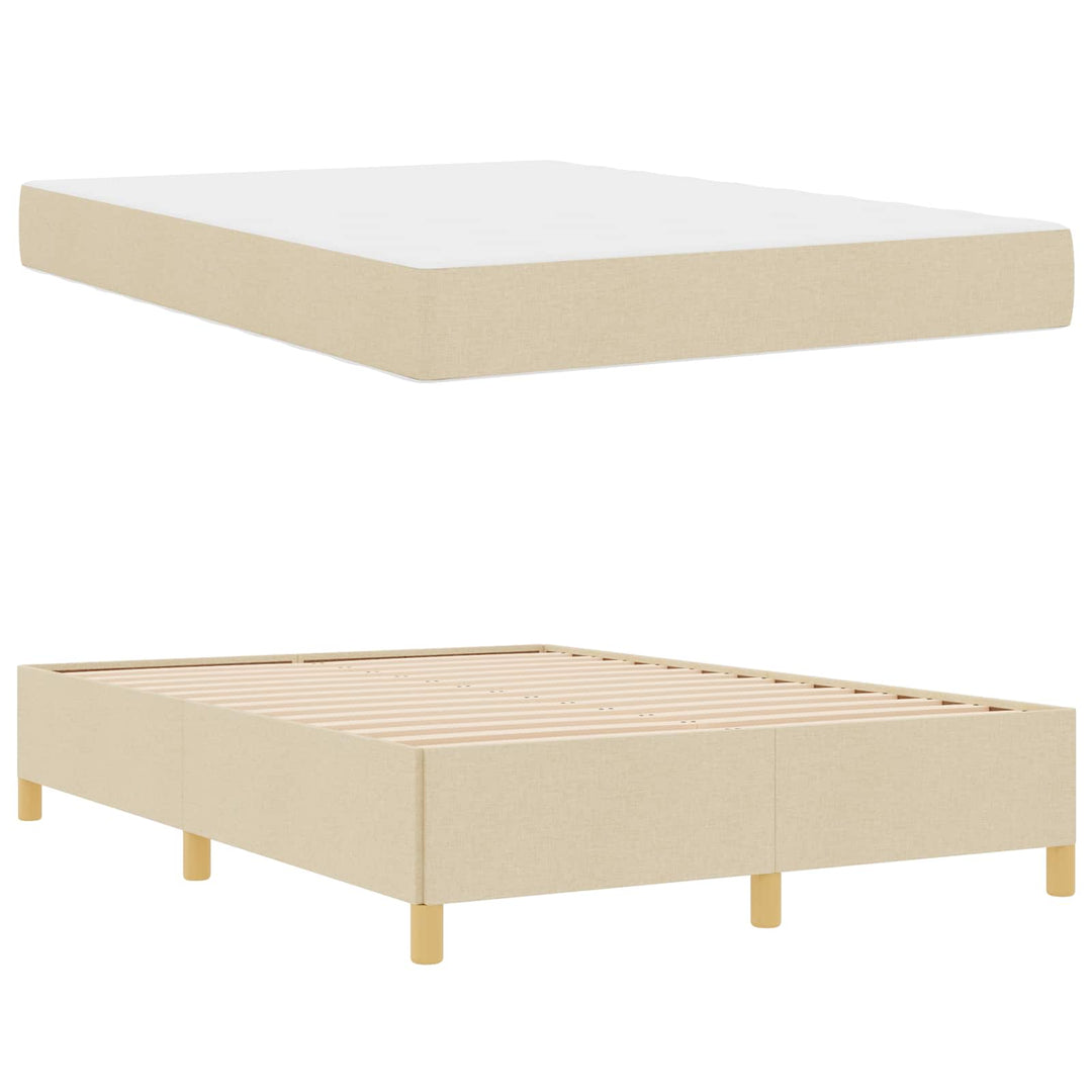 Sengestel med madras Creme 140 x 190 cm Stof