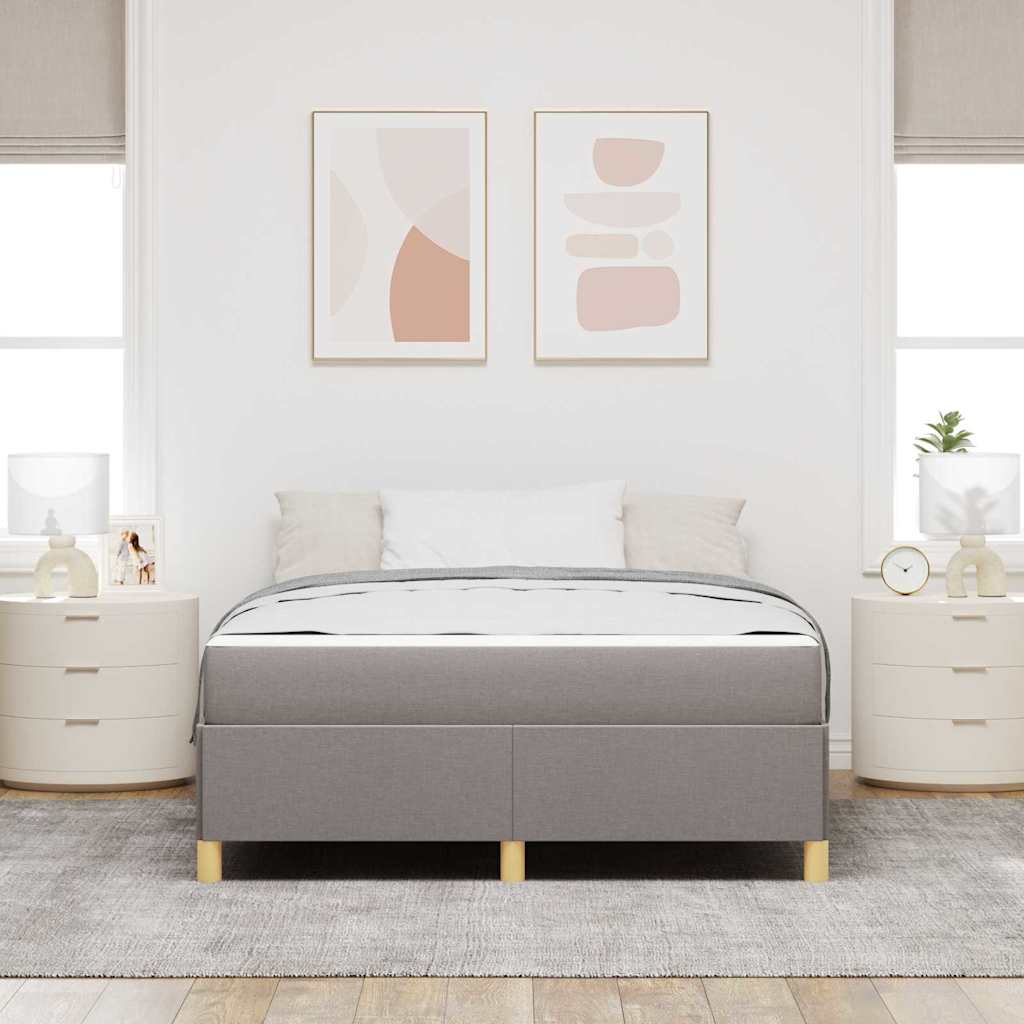 Sengestel med madras Gråbrun 140 x 200 cm Stof