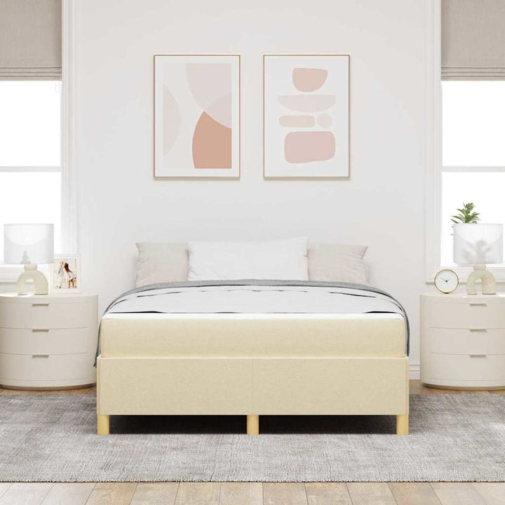 Sengestel med madras Creme 140 x 200 cm Stof